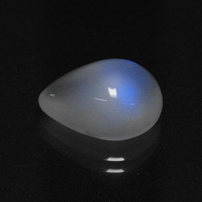 Pietra di luna arcobaleno naturale bianco da 4,41 ct, taglio a pera, traslucido