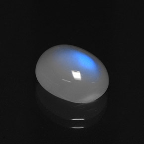 Pietra di luna arcobaleno Blu bianco naturale da 4.72 ct, Taglio ovale, Traslucido