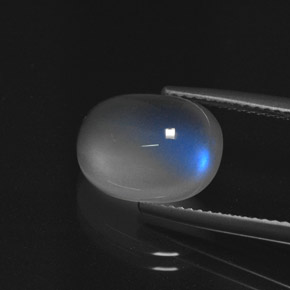 Pietra di luna arcobaleno Blu bianco naturale da 5.09 ct, Taglio ovale, Traslucido