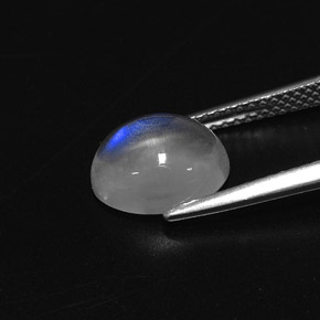Pietra di luna arcobaleno naturale bianco da 2,78 ct, taglio ovale, trasparente