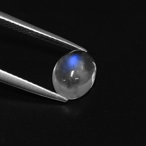 Pietra di luna arcobaleno Blu bianco naturale da 1.75 ct, Taglio ovale, Trasparente