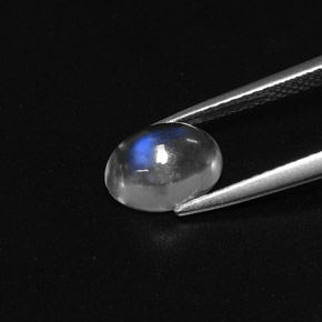 Pietra di luna arcobaleno Blu bianco naturale da 1.75 ct, Taglio ovale, Trasparente
