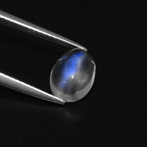 Pietra di luna arcobaleno naturale bianco da 1,85 ct, taglio ovale, trasparente