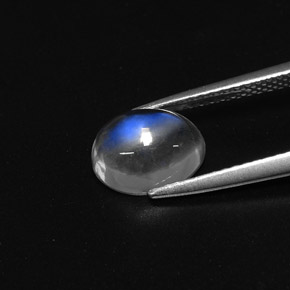 Pietra di luna arcobaleno naturale bianco da 1,85 ct, taglio ovale, trasparente