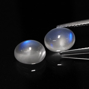 Gemme di Pietra di luna arcobaleno Blu bianco naturale da  ct, Taglio ovale, Traslucido