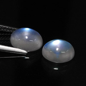 Gemme di Pietra di luna arcobaleno Blu bianco naturale da  ct, Taglio ovale, Traslucido