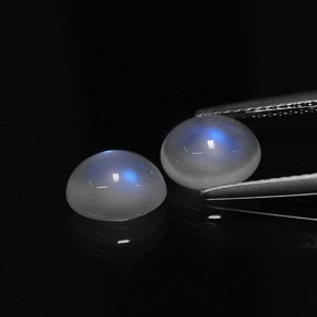 Gemme di Pietra di luna arcobaleno Blu bianco naturale da  ct, Taglio ovale, Traslucido