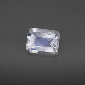 Pietra di luna arcobaleno naturale blu da 1,82 ct, taglio smeraldo, VS