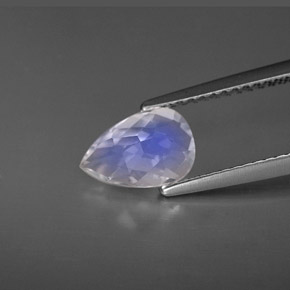 Pietra di luna arcobaleno Blu bianco naturale da 1.11 ct, Forma a pera, VVS-VS