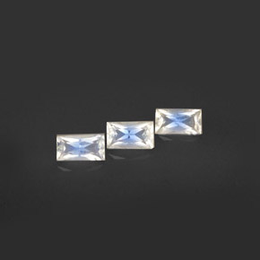 Gemme di Pietra di luna arcobaleno Blu bianco naturale da  ct, Taglio a baguette, VS