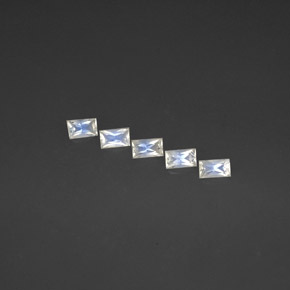 Gemme di Pietra di luna arcobaleno Blu bianco naturale da  ct, Taglio a baguette, VS