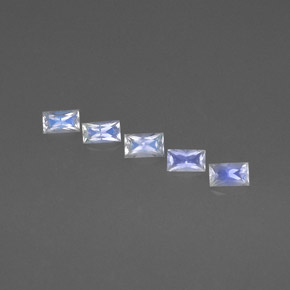 Gemme di pietra di luna arcobaleno blu e bianco naturale da  ct, baguette, VS