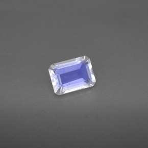 Pietra di luna arcobaleno naturale bianco da 0,81 ct, taglio smeraldo, VS
