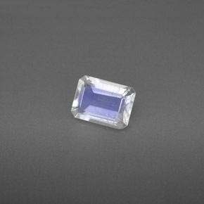 Pietra di luna arcobaleno naturale bianco da 0,81 ct, taglio smeraldo, VS