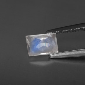 Pietra di luna arcobaleno naturale bianco da 0,64 ct, baguette, VS