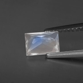 Pietra di luna arcobaleno naturale bianco da 0,79 ct, baguette, VS