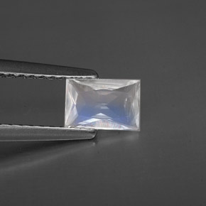 Pietra di luna arcobaleno naturale bianco da 0,40 ct, baguette, VS