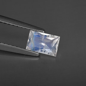 Pietra di luna arcobaleno naturale bianco da 0,44 ct, baguette, VS