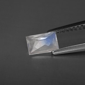 Pietra di luna arcobaleno naturale bianco da 0,44 ct, baguette, VS