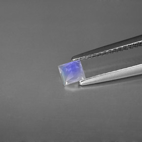 Pietra di luna arcobaleno Blu bianco naturale da 0.20 ct, Quadrato, VS