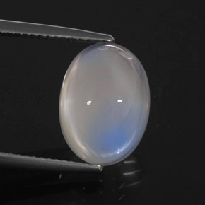 Pietra di luna arcobaleno Blu bianco naturale da 7.04 ct, Trasparente, Trasparente/Traslucido