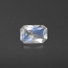 Pietra di luna arcobaleno naturale bianco da 0,47 ct, taglio smeraldo, VS