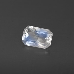 Pietra di luna arcobaleno naturale bianco da 0,47 ct, taglio smeraldo, VS
