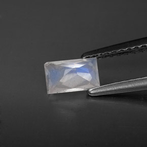 Pietra di luna arcobaleno naturale bianco da 0,48 ct, baguette, VS