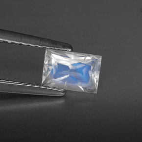 Pietra di luna arcobaleno naturale bianco da 0,55 ct, baguette, VS