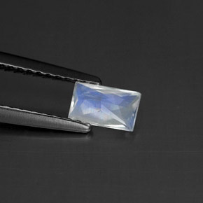 Pietra di luna arcobaleno naturale bianco da 0,42 ct, baguette, trasparente