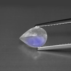 Pietra di luna arcobaleno naturale bianco da 0,95 ct, taglio a pera, VS
