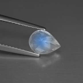 Pietra di luna arcobaleno naturale bianco da 0,93 ct, taglio a pera, VS