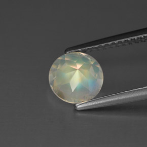 Pietra di luna arcobaleno naturale bianco da 0,97 ct, taglio rotondo, VS