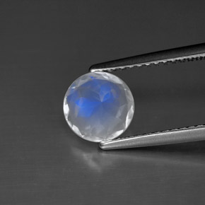 Pietra di luna arcobaleno Blu bianco naturale da 1.12 ct, Taglio rotondo, VS