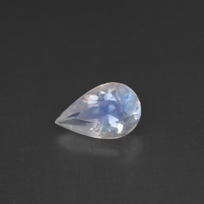 Pietra di luna arcobaleno naturale bianco da 0,70 ct, taglio a pera, VS