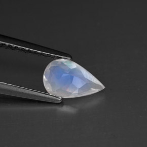 Pietra di luna arcobaleno naturale bianco da 0,61 ct, taglio a pera, VS
