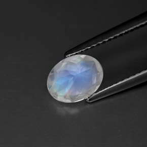 Pietra di luna arcobaleno naturale bianco da 0,92 ct, taglio ovale, VS