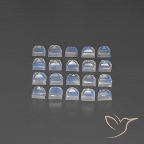 Gemme di Pietra di luna arcobaleno Bianco bluastro naturale da 3.62 ct, Quadrato, Trasparente/Traslucido