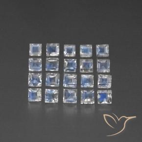 3.27ctw Naturale Bianco bluastro Pietra di luna arcobaleno, Quadrato, Trasparente/Traslucido
