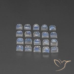 Gemme di Pietra di luna arcobaleno Bianco bluastro naturale da 3.27 ct, Quadrato, Trasparente/Traslucido