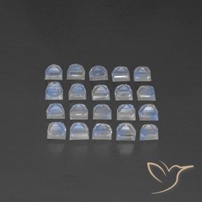 Gemme di Pietra di luna arcobaleno Bianco bluastro naturale da 2.22 ct, Quadrato, Trasparente/Traslucido