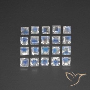 3.33ctw Naturale Bianco bluastro Pietra di luna arcobaleno, Quadrato, Trasparente/Traslucido