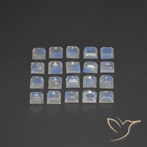 Gemme di Pietra di luna arcobaleno Bianco bluastro naturale da 3.33 ct, Quadrato, Trasparente/Traslucido