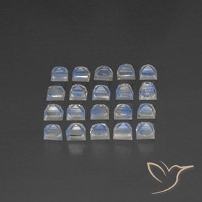 Gemme di Pietra di luna arcobaleno Bianco bluastro naturale da 3.33 ct, Quadrato, Trasparente/Traslucido