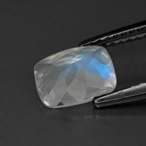 Pietra di luna arcobaleno naturale bianco da 1,06 ct, trasparente, trasparente/traslucido
