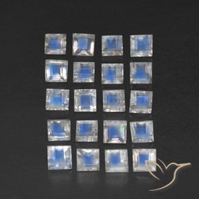 3.64ctw Naturale Bianco bluastro Pietra di luna arcobaleno, Quadrato, Trasparente/Traslucido