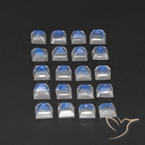 Gemme di Pietra di luna arcobaleno Bianco bluastro naturale da 3.64 ct, Quadrato, Trasparente/Traslucido