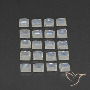 Gemme di Pietra di luna arcobaleno Bianco bluastro naturale da 3.12 ct, Quadrato, Trasparente