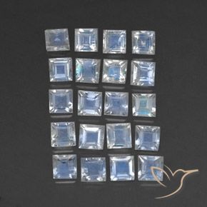 3.07ctw Naturale Bianco bluastro Pietra di luna arcobaleno, Quadrato, Trasparente