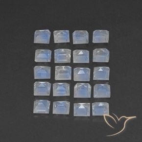 Gemme di Pietra di luna arcobaleno Bianco bluastro naturale da 3.07 ct, Quadrato, Trasparente